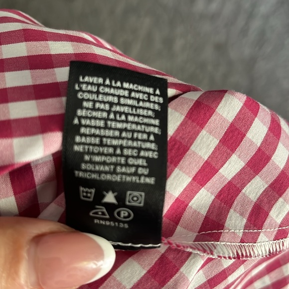 Like New Lafayette 148 pink striped button down blouse - Picture 5 of 6